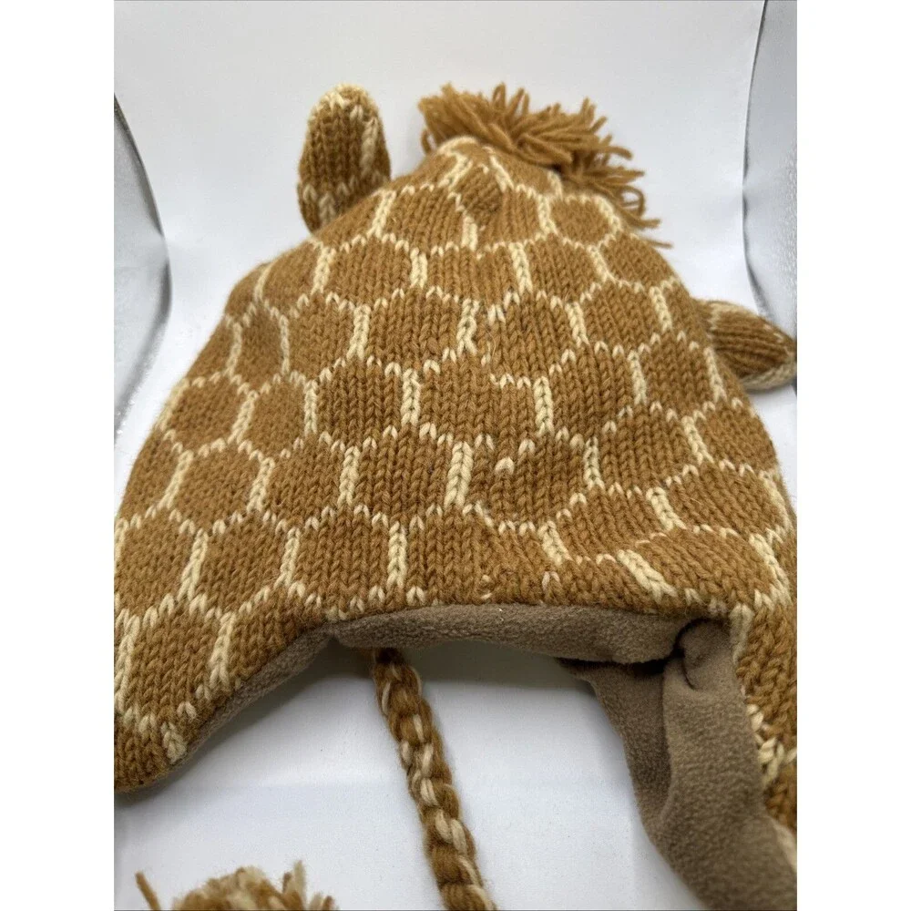 City Hunter Warm Lined Wool Knit Pilot Ski Hat Animal Giraffe Beanie Kids Youth